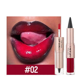 Ultimate 2-in-1 Nude Brown Pink Lip Gloss & Lipliner Set - Waterproof Matte Lip Makeup for a Sexy Contour Finish - 02