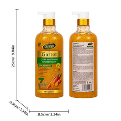 Luxurious 1000ml 24K Gold Turmeric Papaya Shower Scrub Gel - Herbal Whitening, Deep Cleaning & Long-Lasting Fragrance! - Kojic Acid / Whitening / 1000Ml