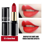Long-Lasting Matte Lipstick - Original Tube, Smooth Texture, Moisturizing, Waterproof Formula - Coral Red