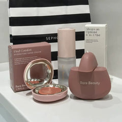 Rare Beauty Must-Have Makeup Set: Hydrating Hand Cream, Blusher, Liquid Lip Gloss, Highlighter, and Concealer - Smooth and Lightweight Essentials!