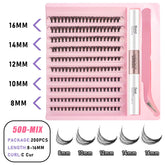 DIY Lash Clusters Set - Natural 5-16mm Individual Lashes with Bond & Seal for Effortless Extensions - Diy-50D-Mix