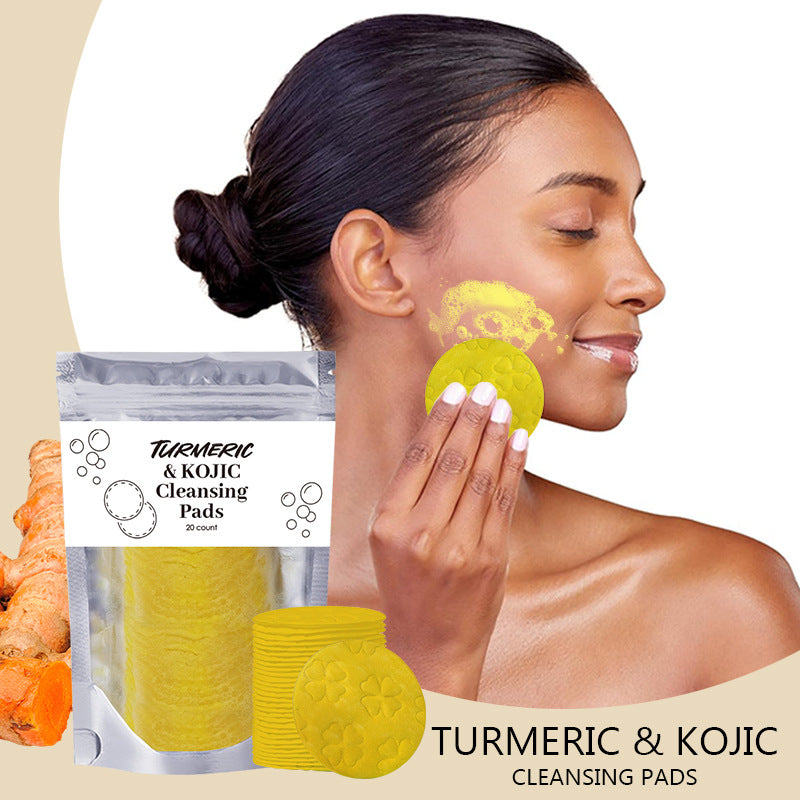 Turmeric Exfoliating Cleansing Pads Compressed Facial Sponges Skin Care Tools for Face Clogged Pores Excess Oil Cleansing - Particle Soap 150G