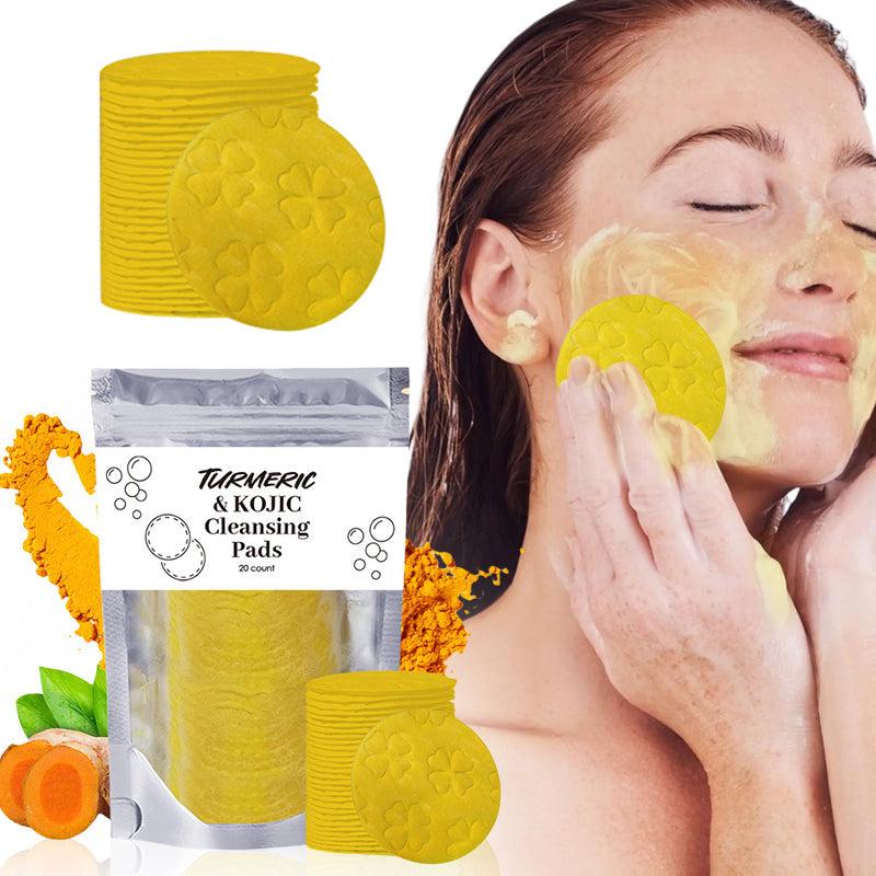 Turmeric Exfoliating Cleansing Pads Compressed Facial Sponges Skin Care Tools for Face Clogged Pores Excess Oil Cleansing - 100Ml