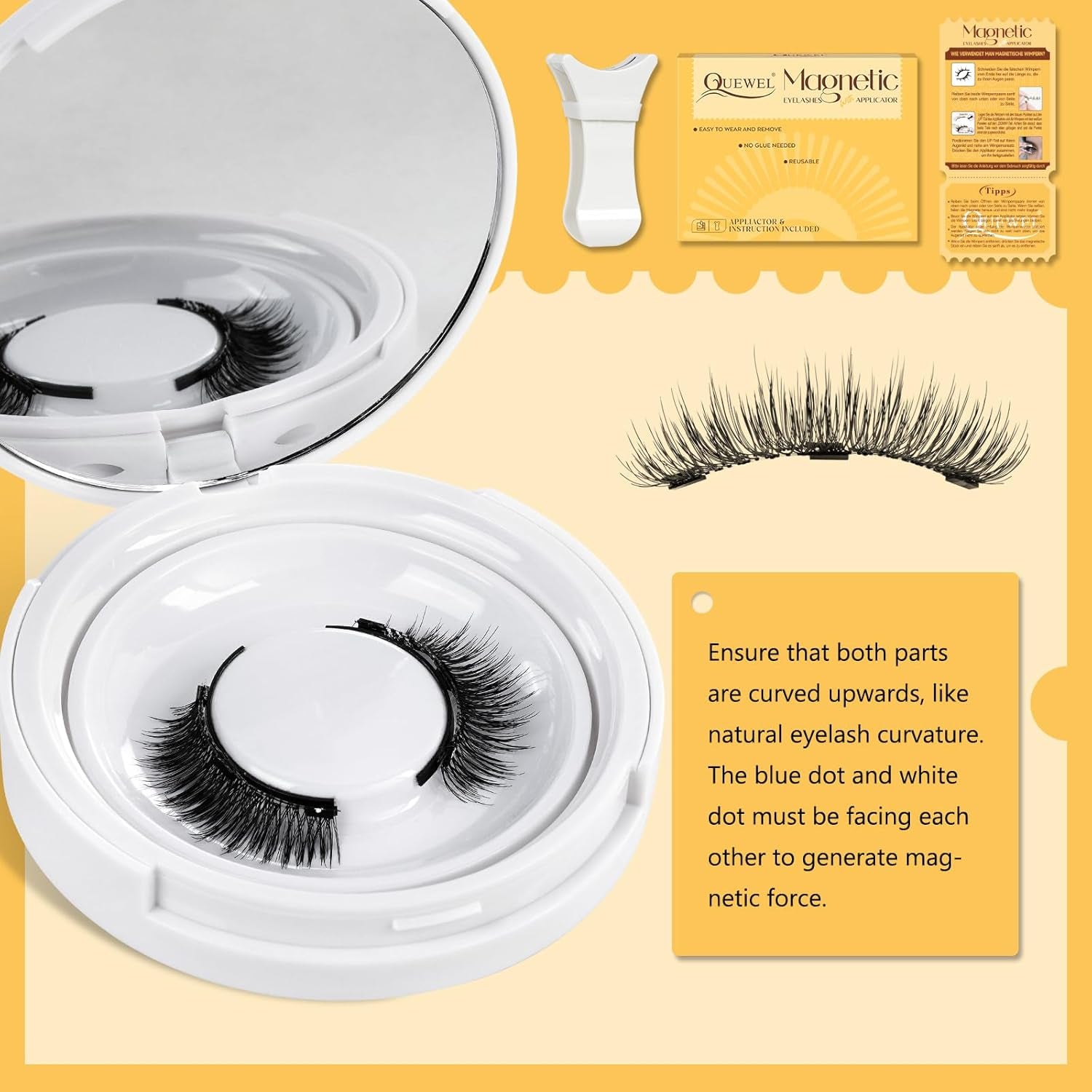Magnetic Eyelashes with Applicator - Reusable Cat Eye Lashes for a Natural Look, No Glue Needed, Easy to Wear and Remove!