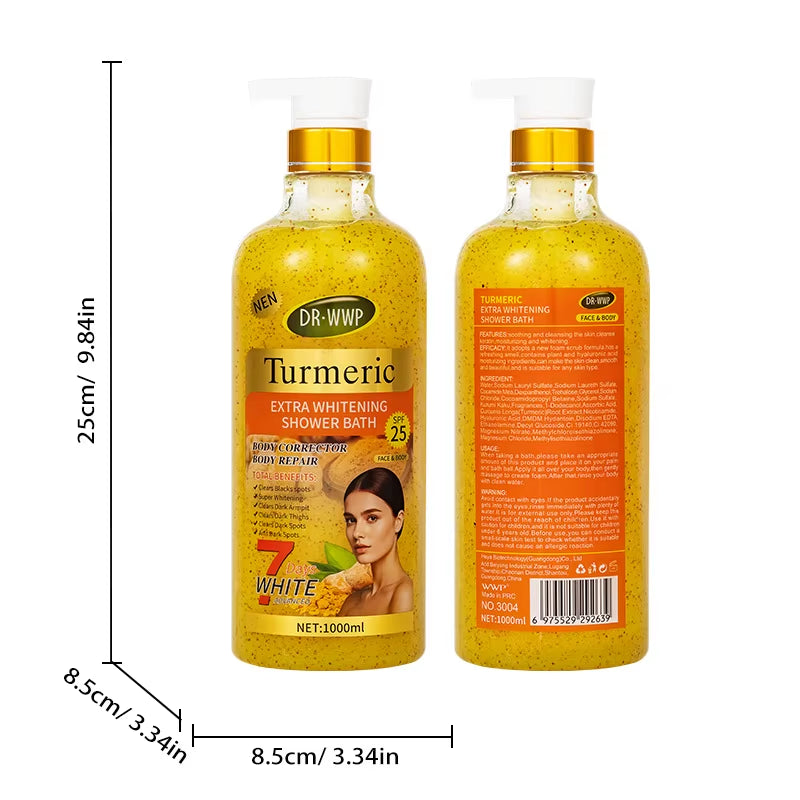 Luxurious 1000ml 24K Gold Turmeric Papaya Shower Scrub Gel - Herbal Whitening, Deep Cleaning & Long-Lasting Fragrance! - Milk And Honey / Whitening / 1000Ml