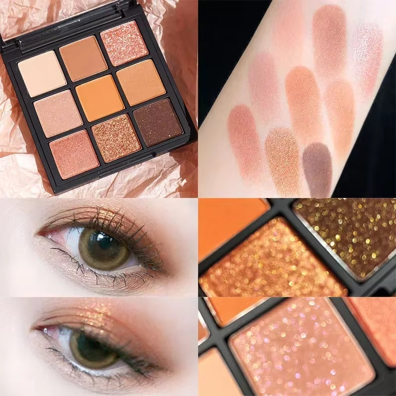 9-Grid Eyeshadow Palette - Long Lasting Glitter & Matte Shades for Stunning Makeup Looks - 14