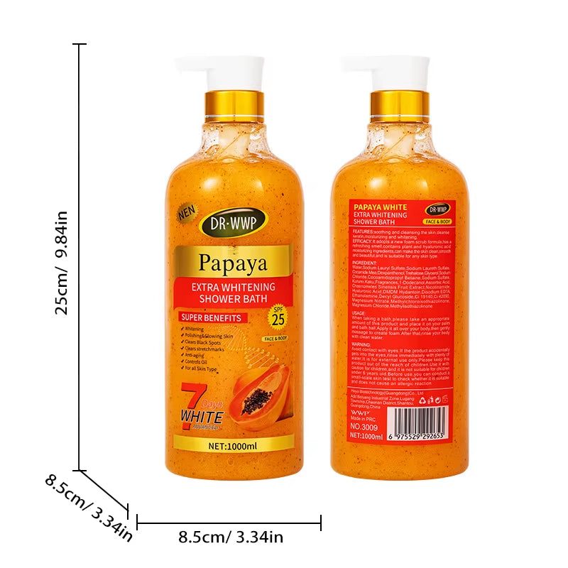 Luxurious 1000ml 24K Gold Turmeric Papaya Shower Scrub Gel - Herbal Whitening, Deep Cleaning & Long-Lasting Fragrance! - Coconut And Coffee / Whitening / 1000Ml