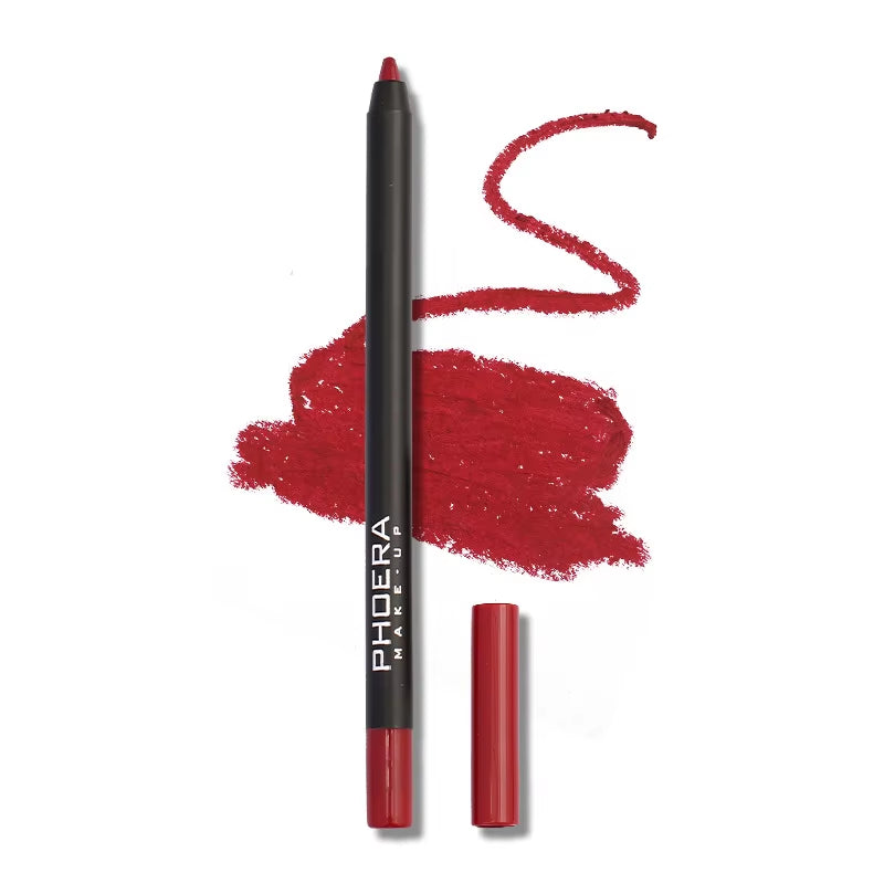 12-Color Waterproof Lipliner Pencil Set - Long-Lasting Sexy Red Matte Tint for Moisturized, Non-Stick Lips - 07