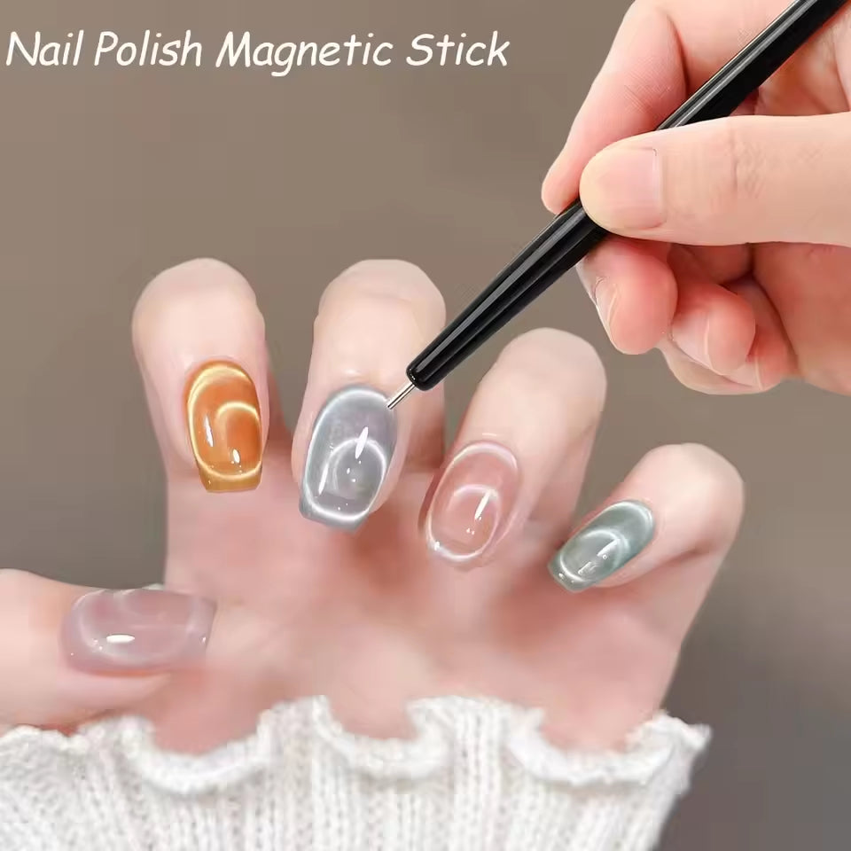 2 in 1 Lollipop New Vortex Cat Eye Magnetic 3D Gel Nail Art Polish Magnetic Pen Suck Rainbow Halo Vortex Manicure Magnet Stick