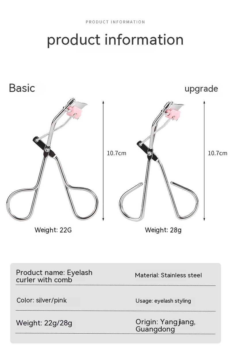 Natural Curling Eyelash Curler with Comb Girls Eyelash Beauty Auxiliary Tools Portable Wide Angle Eyelash Curler