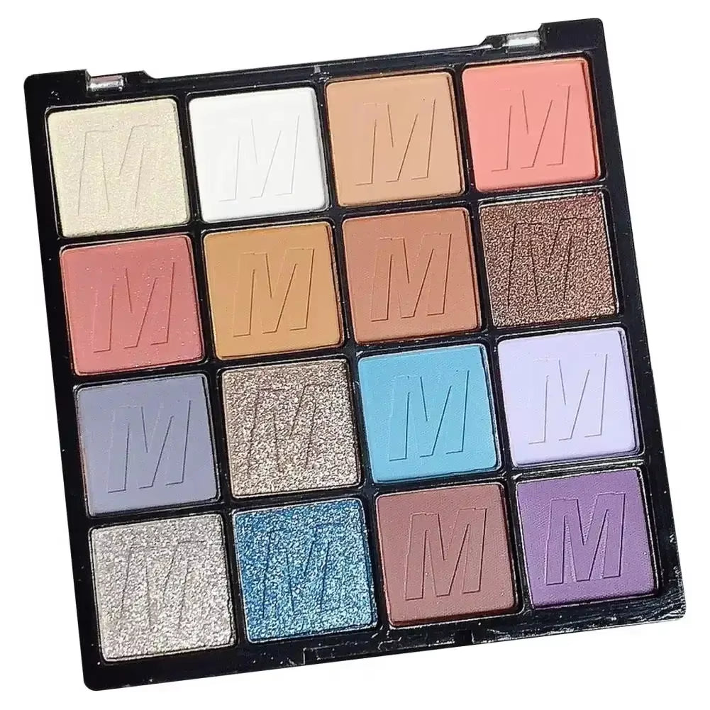 Vibrant 16-Color Pearlescent Eyeshadow Palette - Matte & Shimmer for Lasting Beauty - 1