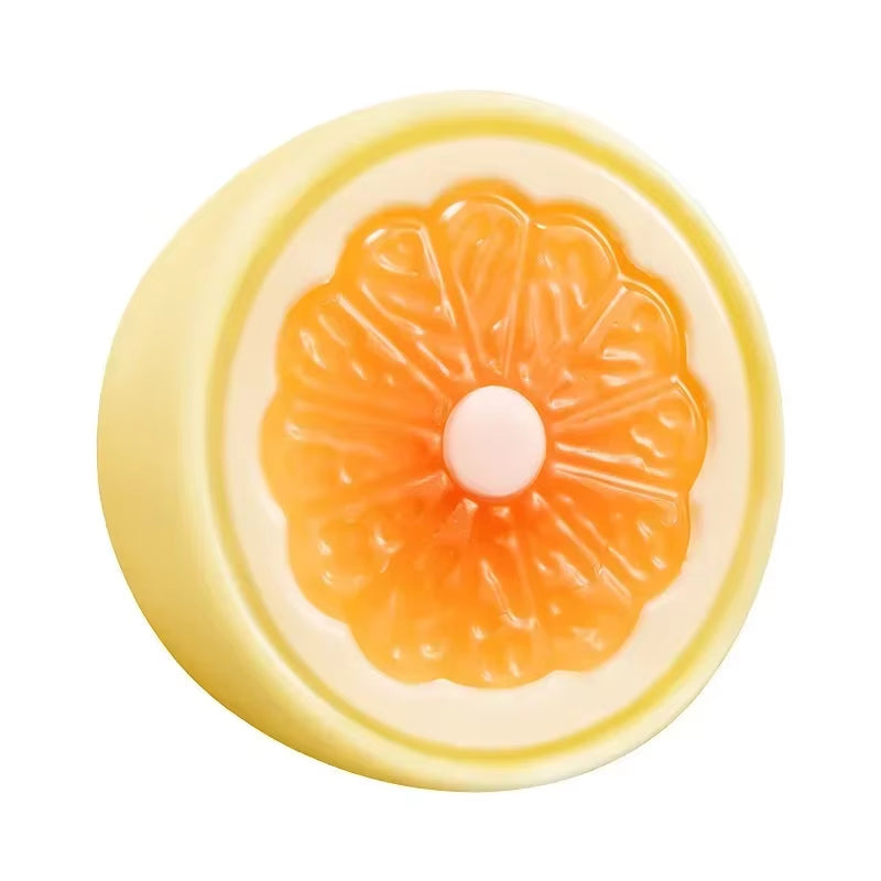 Delightful Handmade Exfoliating Soap - Yellow Cheese Silk with Light Fragrance & Heart Egg Pattern for Face & Body - White Round