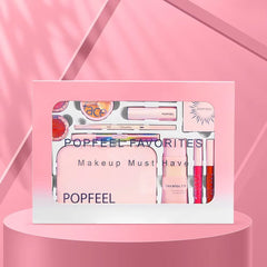 Ultimate Popfeel Makeup Kit: All-In-One Eyebrow, Eyeshadow, Eyeliner & Lip Gloss - Perfect Valentine's Day Gift for Her! - 4Pcs Set Brush