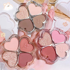 Lucky Clover Eyeshadow Palette Daily Fine Glitter Pearlescent Matte Pure Lust Four-Color Eyeshadow Palette Earth Color Pink Grey