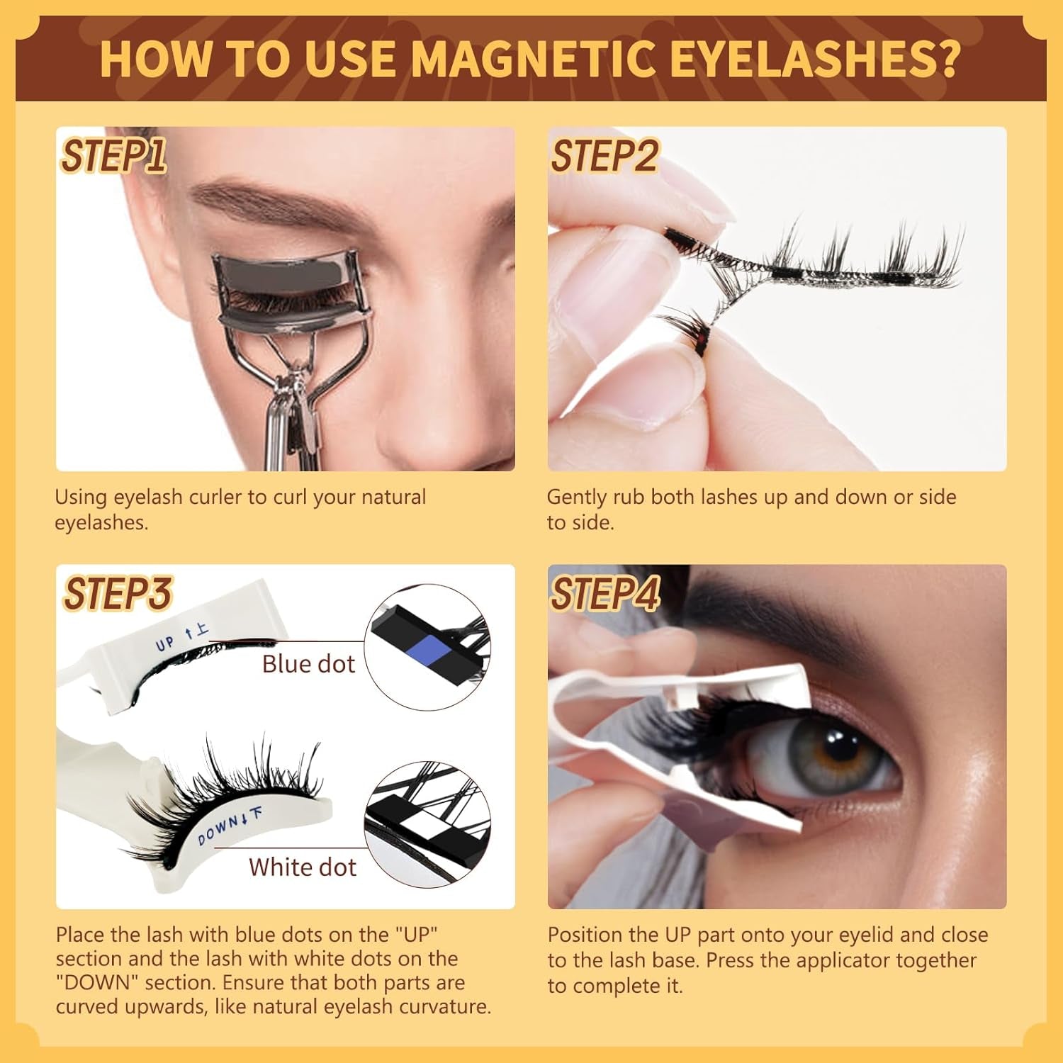 Magnetic Eyelashes with Applicator - Reusable Cat Eye Lashes for a Natural Look, No Glue Needed, Easy to Wear and Remove!