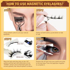 Magnetic Eyelashes with Applicator - Reusable Cat Eye Lashes for a Natural Look, No Glue Needed, Easy to Wear and Remove!