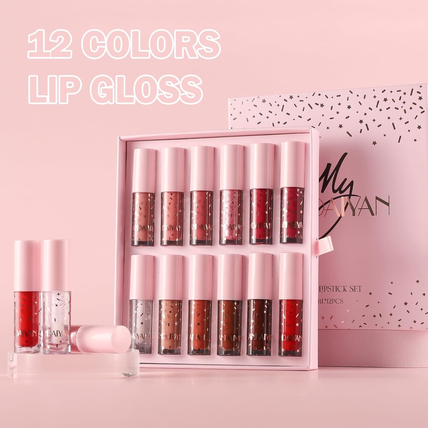 Vibrant 12-Color Lip Gloss Set - Moisturizing, Long-Lasting, Waterproof Lip Oil & Glaze Makeup Kit