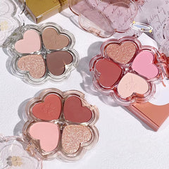 Lucky Clover Eyeshadow Palette Daily Fine Glitter Pearlescent Matte Pure Lust Four-Color Eyeshadow Palette Earth Color Pink Grey