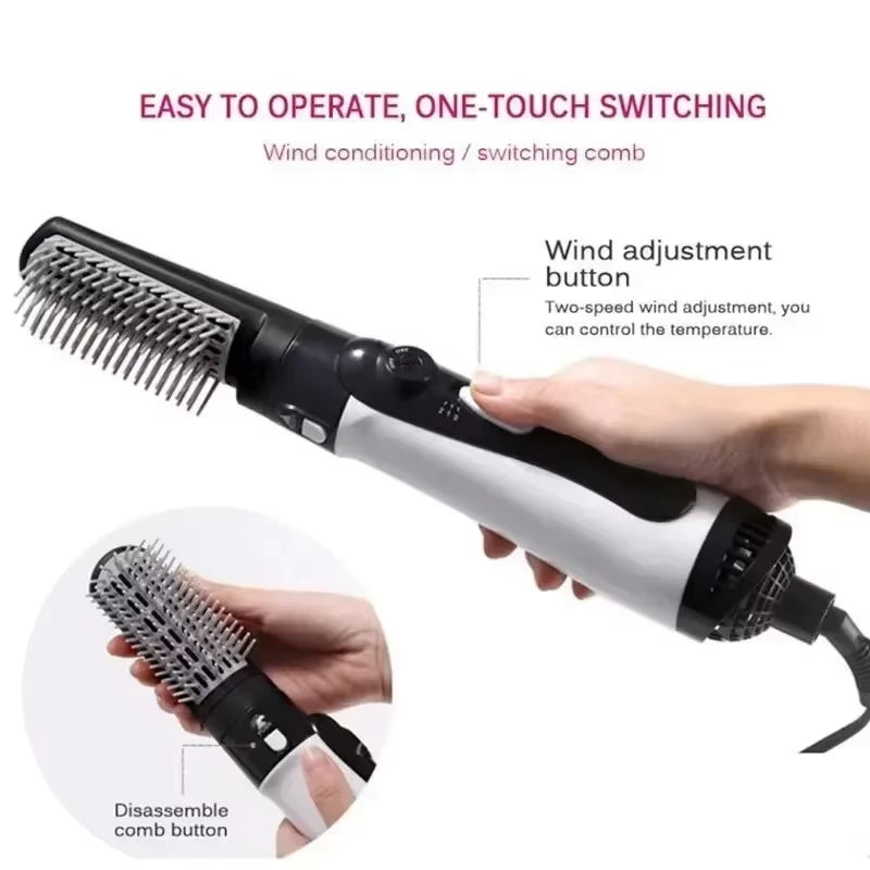 Ultimate 3-In-1 Hot Air Styling Tool: Curler, Straightener & Dryer Comb - Black / Eu