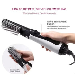 Ultimate 3-In-1 Hot Air Styling Tool: Curler, Straightener & Dryer Comb - Black / Uk