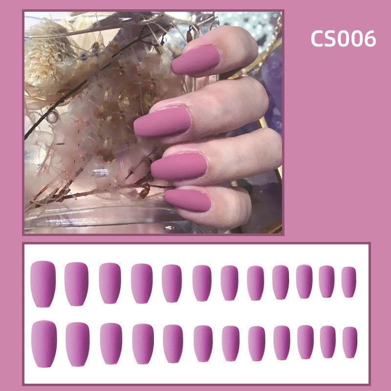 Fake Nails Wear Nails Autumn and Winter Frosted Personality Waterproof Ballet Nails - Cherry Blossom Purple