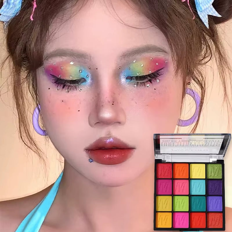 Vibrant 16-Color Pearlescent Eyeshadow Palette - Matte & Shimmer for Lasting Beauty - 1