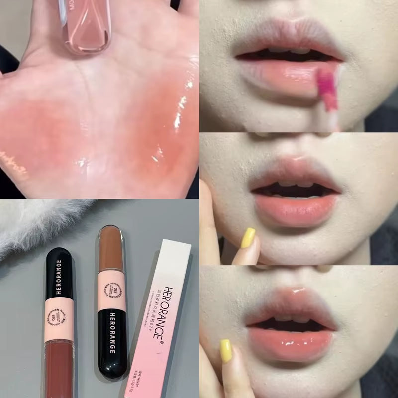 HERORANGE Double Head Waterproof Lip Gloss - Long-lasting Matte Velvet Liquid Lipstick in Sexy Red - 05