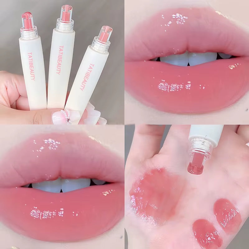 Long-lasting Nude Pink Jelly Lip Gloss - Hydrating High Shine Lip Tint for Flawless Korean Beauty Look - 01