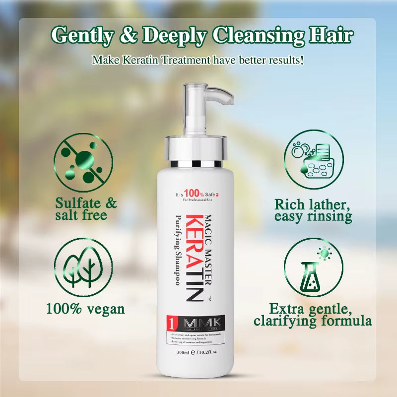 Magic Master Keratin Hair Treatment Set - 1000ml - Formalin-Free with Coconut Scent, Purifying Shampoo & Argan Oil