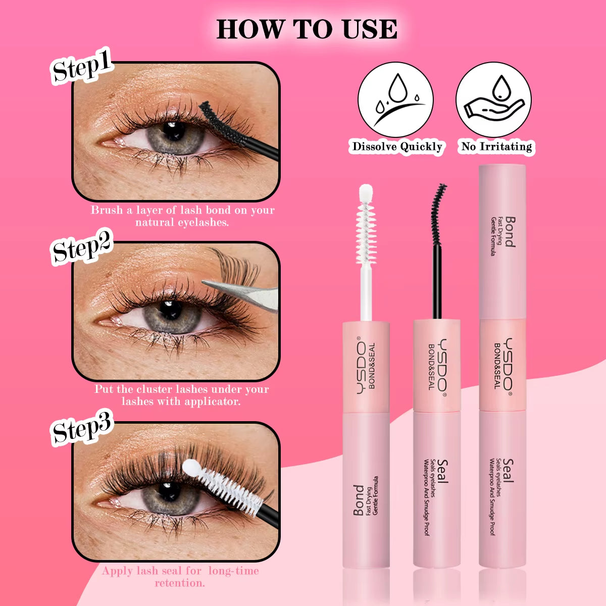 DIY Lash Clusters Set - Natural 5-16mm Individual Lashes with Bond & Seal for Effortless Extensions - Diy-100D-Mix