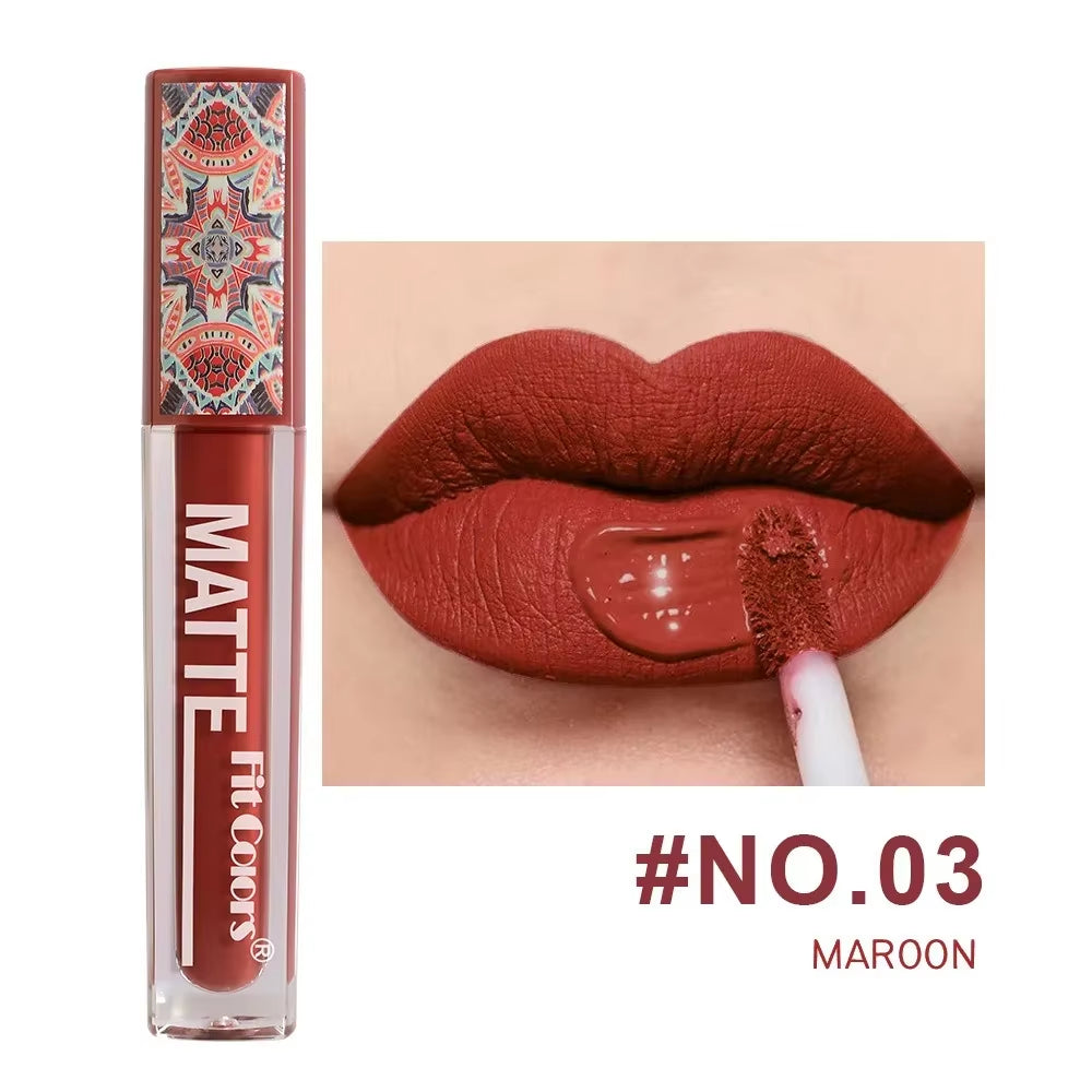 6 Vibrant Waterproof Matte Liquid Lipsticks - Bohemian Velvet Clay Texture for Long-Lasting, Non-Stick Finish - 03