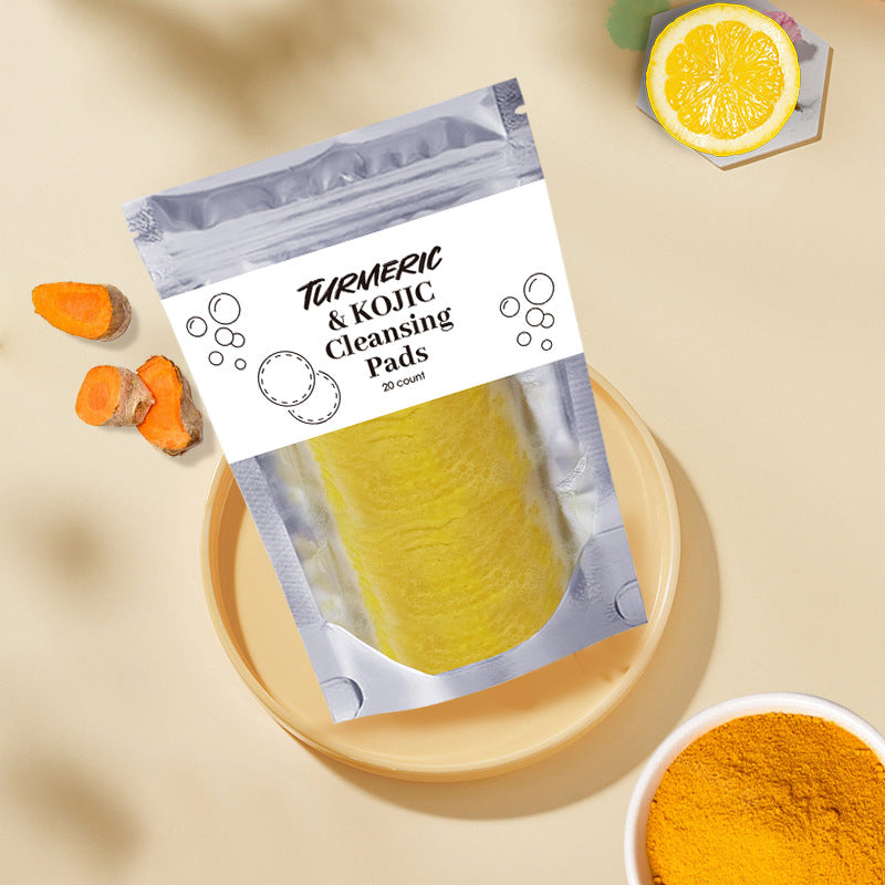 Turmeric Exfoliating Cleansing Pads Compressed Facial Sponges Skin Care Tools for Face Clogged Pores Excess Oil Cleansing - 250Ml