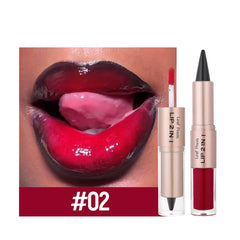 Ultimate 2-in-1 Nude Brown Pink Lip Gloss & Lipliner Set - Waterproof Matte Lip Makeup for a Sexy Contour Finish - 02