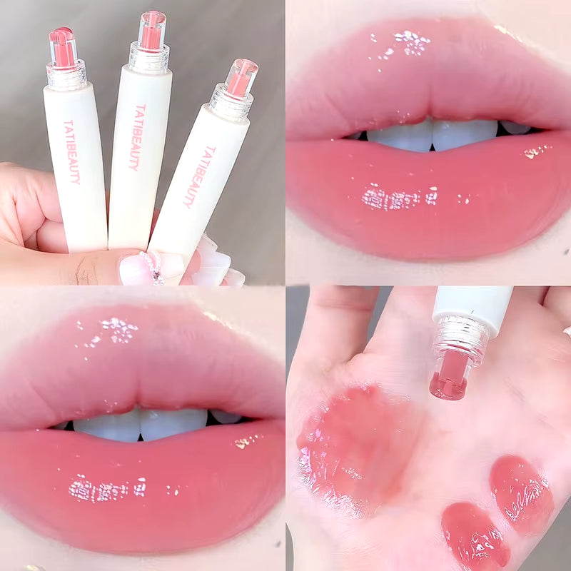 Long-lasting Nude Pink Jelly Lip Gloss - Hydrating High Shine Lip Tint for Flawless Korean Beauty Look - 01