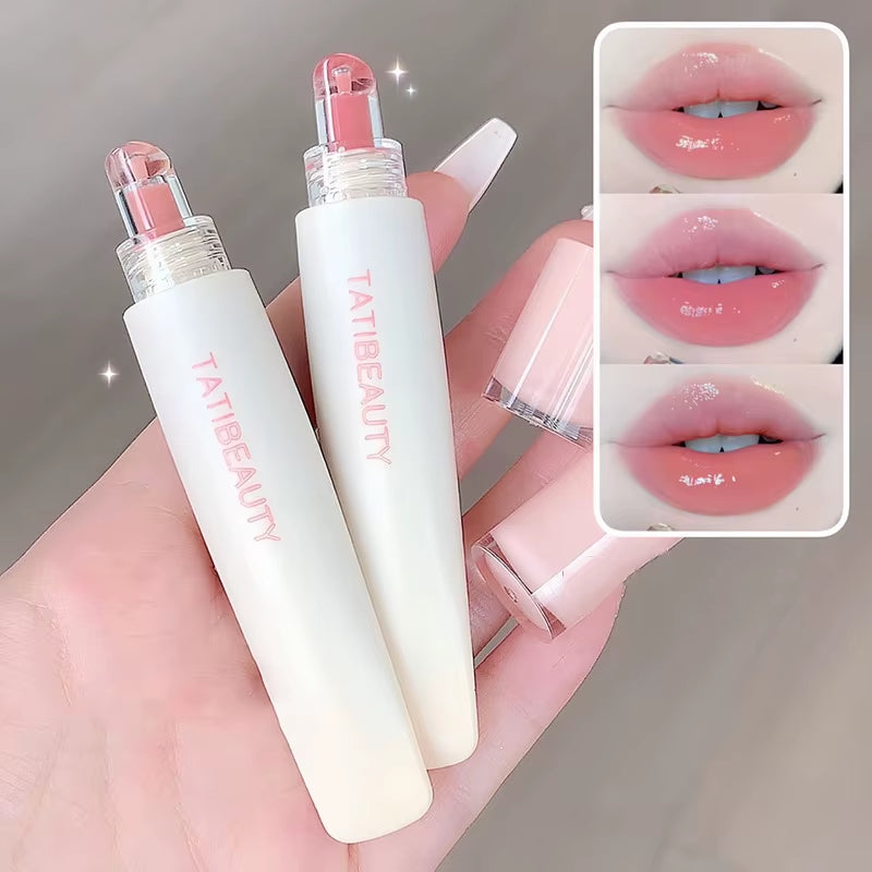 Long-lasting Nude Pink Jelly Lip Gloss - Hydrating High Shine Lip Tint for Flawless Korean Beauty Look - 01