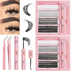 DIY Lash Clusters Set - Natural 5-16mm Individual Lashes with Bond & Seal for Effortless Extensions - Bond And Tweeze