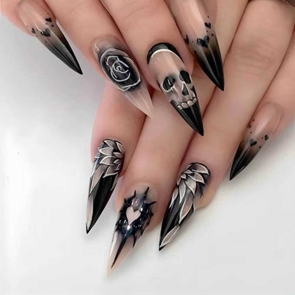 Pointed Head Almond Fake Nails Waterproof Wearable Manicure Full Cover False Nail Press on Nails Women - Talin Store
