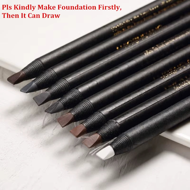 12PCS Waterproof White Eyebrow Pencil Set - Long-Lasting, Natural Eye Makeup for Perfectly Defined Brows