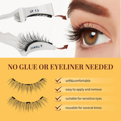 Magnetic Eyelashes with Applicator - Reusable Cat Eye Lashes for a Natural Look, No Glue Needed, Easy to Wear and Remove!
