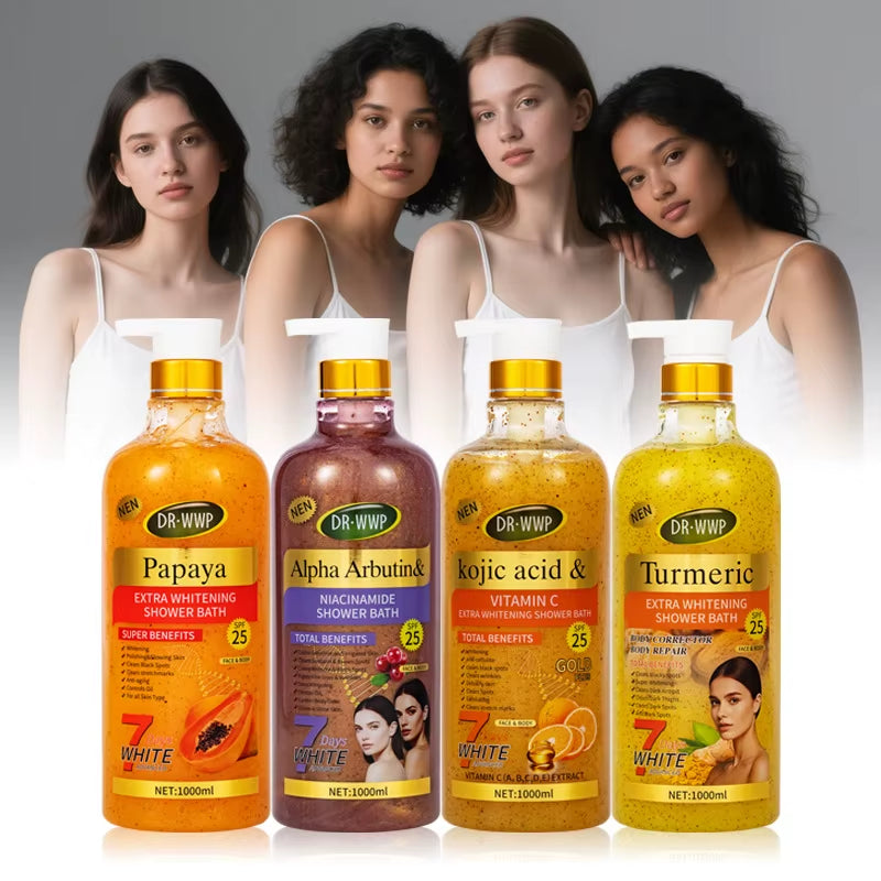 Luxurious 1000ml 24K Gold Turmeric Papaya Shower Scrub Gel - Herbal Whitening, Deep Cleaning & Long-Lasting Fragrance! - Milk And Honey / Whitening / 1000Ml