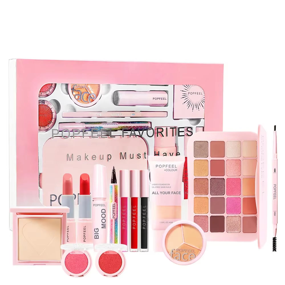 Ultimate Popfeel Makeup Kit: All-In-One Eyebrow, Eyeshadow, Eyeliner & Lip Gloss - Perfect Valentine's Day Gift for Her! - Popfeel -Feel001