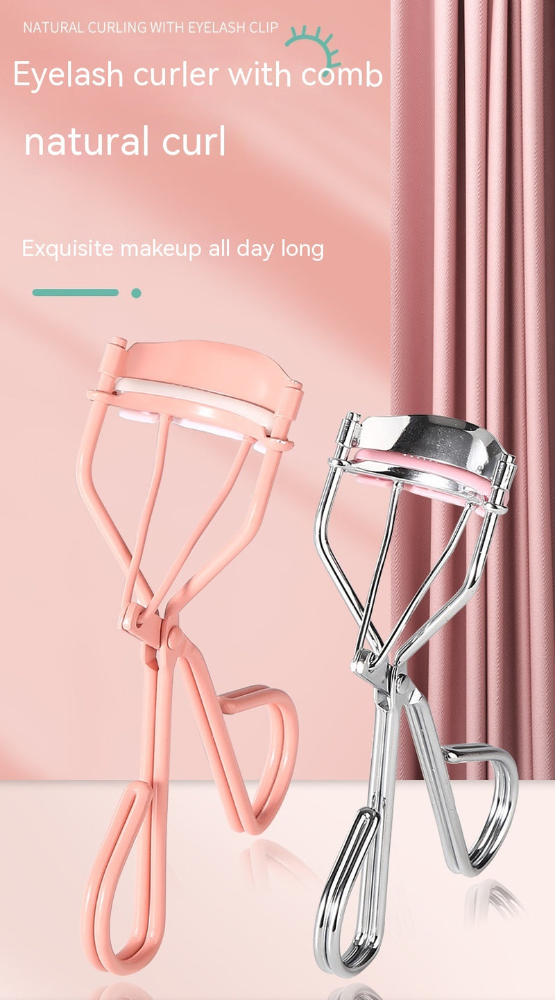 Natural Curling Eyelash Curler with Comb Girls Eyelash Beauty Auxiliary Tools Portable Wide Angle Eyelash Curler
