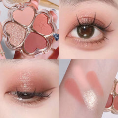 Lucky Clover Eyeshadow Palette Daily Fine Glitter Pearlescent Matte Pure Lust Four-Color Eyeshadow Palette Earth Color Pink Grey