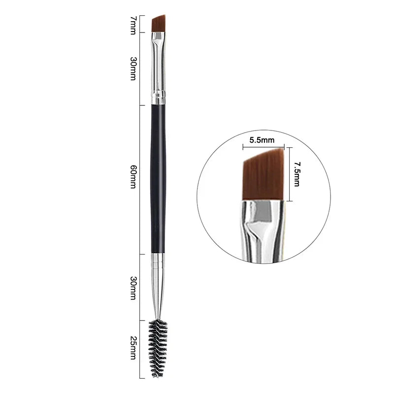 2-in-1 Double Head Eyebrow and Eyelash Brush - Essential Makeup Tool for Flawless Eye Looks - 1Pc Rubber Handle 3