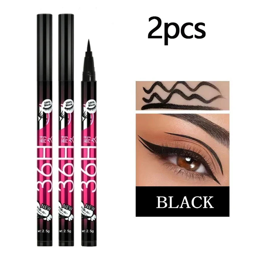 Ultra-Black Waterproof Tattoo Eyeliner Pen - Long-Lasting, Quick-Drying Eye Makeup for Bold Styles - 5Pcs