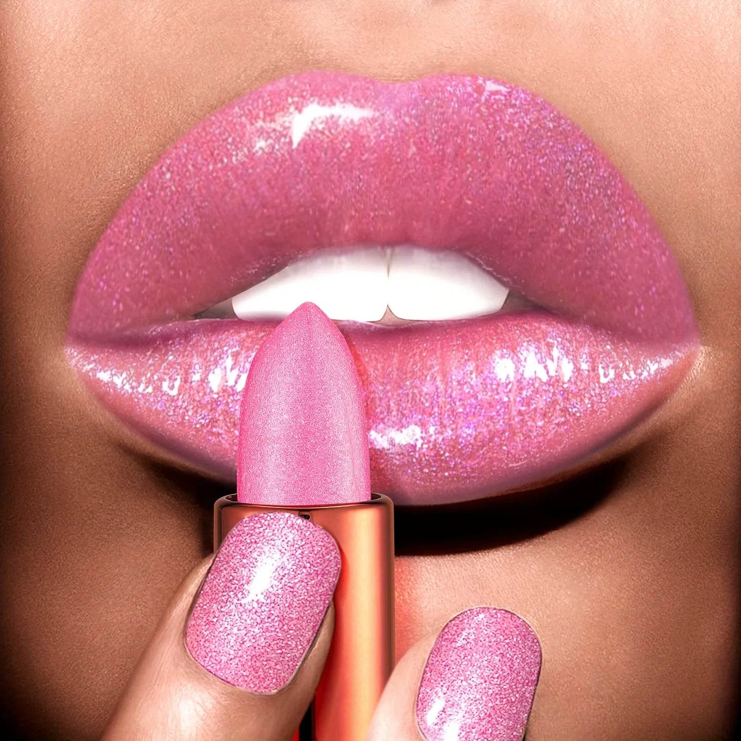 Rose Smoke Powder, Bright Starry Sky, Glossy Velvet Texture, Durable, Make Your Lips Shiny, Waterproof, Anti-Fouling. - Talin Store