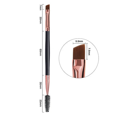 2-in-1 Double Head Eyebrow and Eyelash Brush - Essential Makeup Tool for Flawless Eye Looks - 1Pc Rubber Handle 1