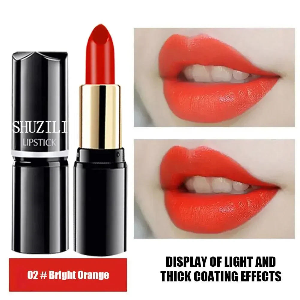 Long-Lasting Matte Lipstick - Original Tube, Smooth Texture, Moisturizing, Waterproof Formula - Coral Red