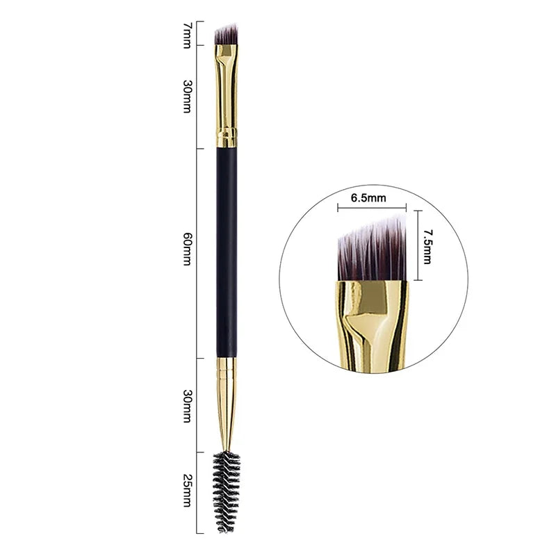 2-in-1 Double Head Eyebrow and Eyelash Brush - Essential Makeup Tool for Flawless Eye Looks - 1Pc Wooden Handle 2