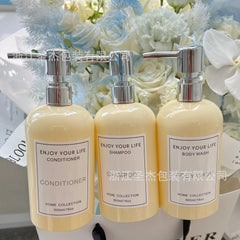 Mini Fresh Yellow Osmanthus Scented Bath & Shower Gel Shampoo Set for Hotels and Homestays - Dp500Ml Milk Yellow (Single); White Bamboo Pump; Pet